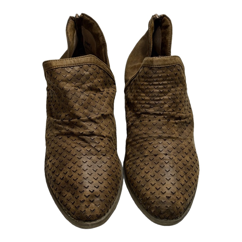 Report Suede Perforated Ankle Booties Womens 11 Brown